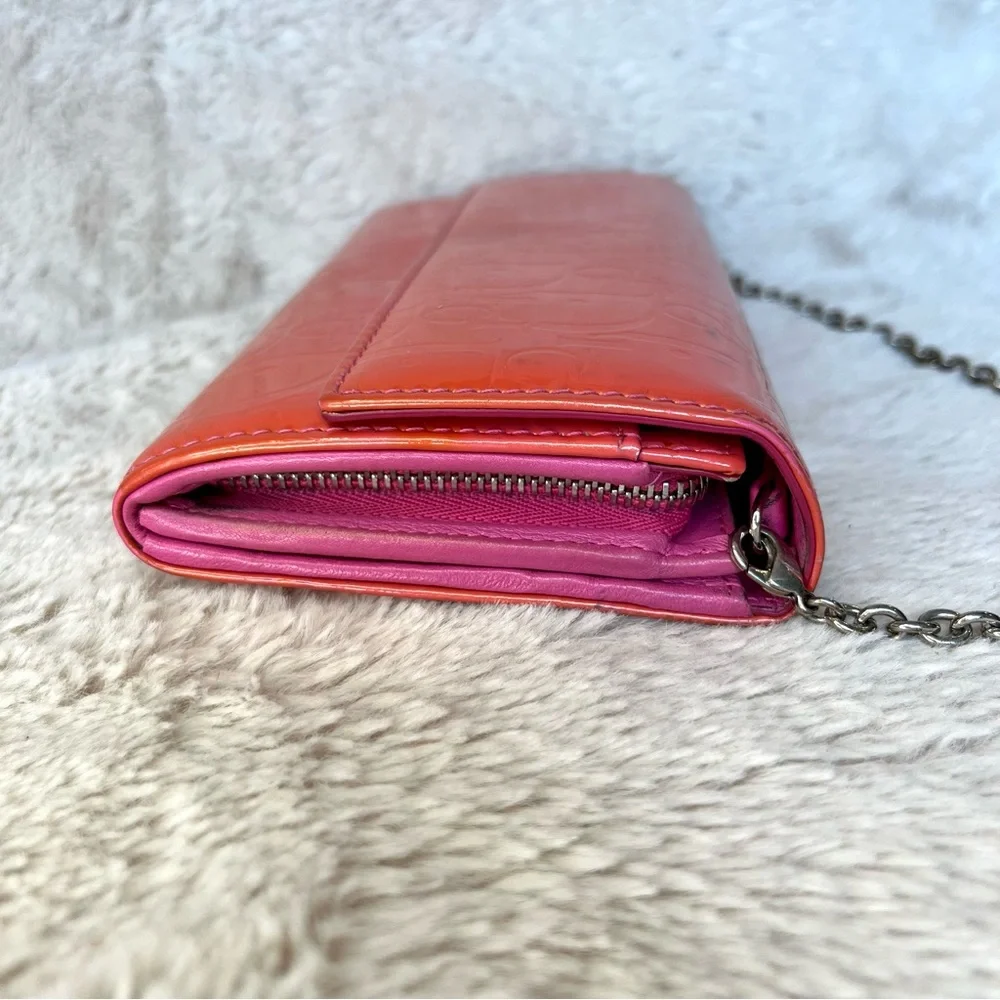 Christian Dior Pink Patent Leather Trotter Wallet WOC